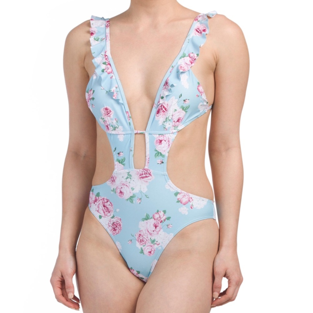 Cikada Cutout floral one piece swimsuit